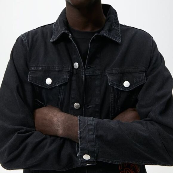 Zara Graffiti Print Denim Jacket New - Picture 8 of 10